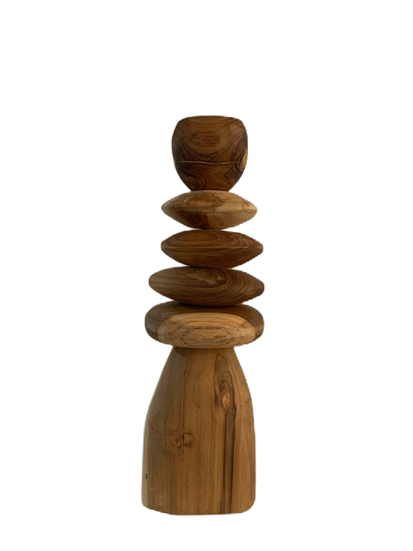 Stenen Design - Teak Kandelaar - 31cm
