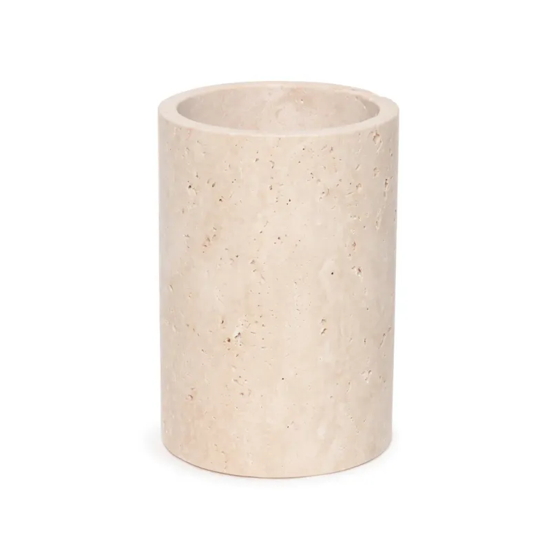 Travertine Vaas/Wijnkoeler Beige Ø12x18cm