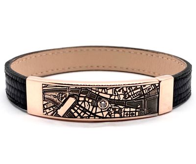 Lederarmband, Schatzkarte mit Brillant