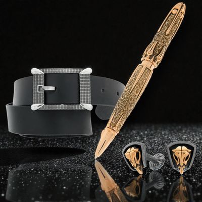 Manschettenknöpfe, Schreibgeräte und Gürtel von Hand angefertigt im Atelier der Goldschmiede OBSESSION