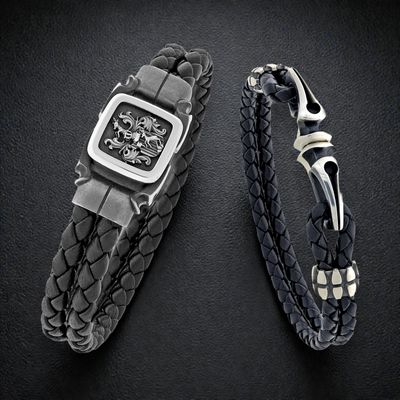 Herrenarmbänder mit Leder, individuell gefertigt in Silber oder Gold aus dem Atelier der Goldschmiede OBSESSION in Wetzikon