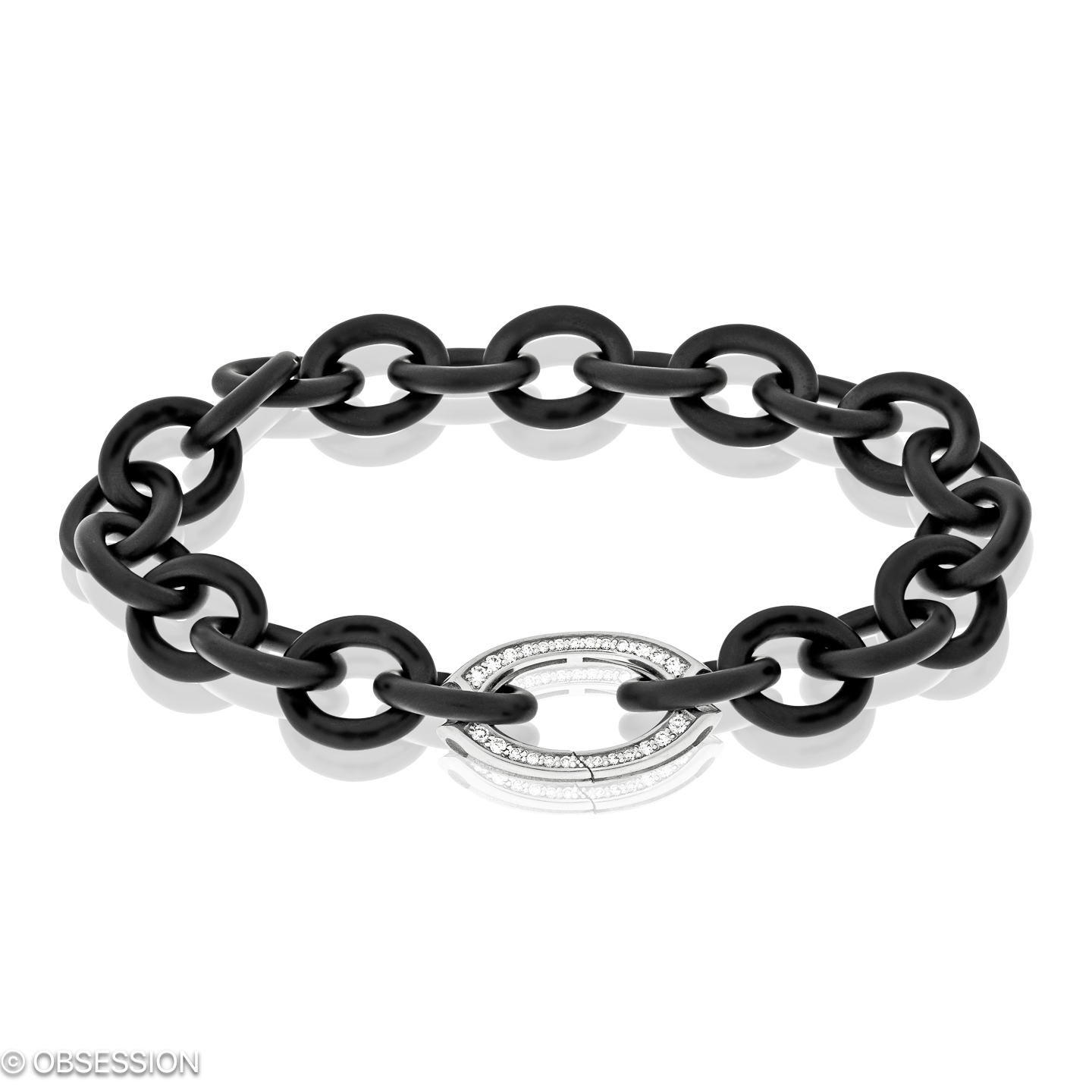 Gremlin Armkette in Weissgold, mit einer Breite von 12mm, geeignet für einen Armumfang von 185mm.