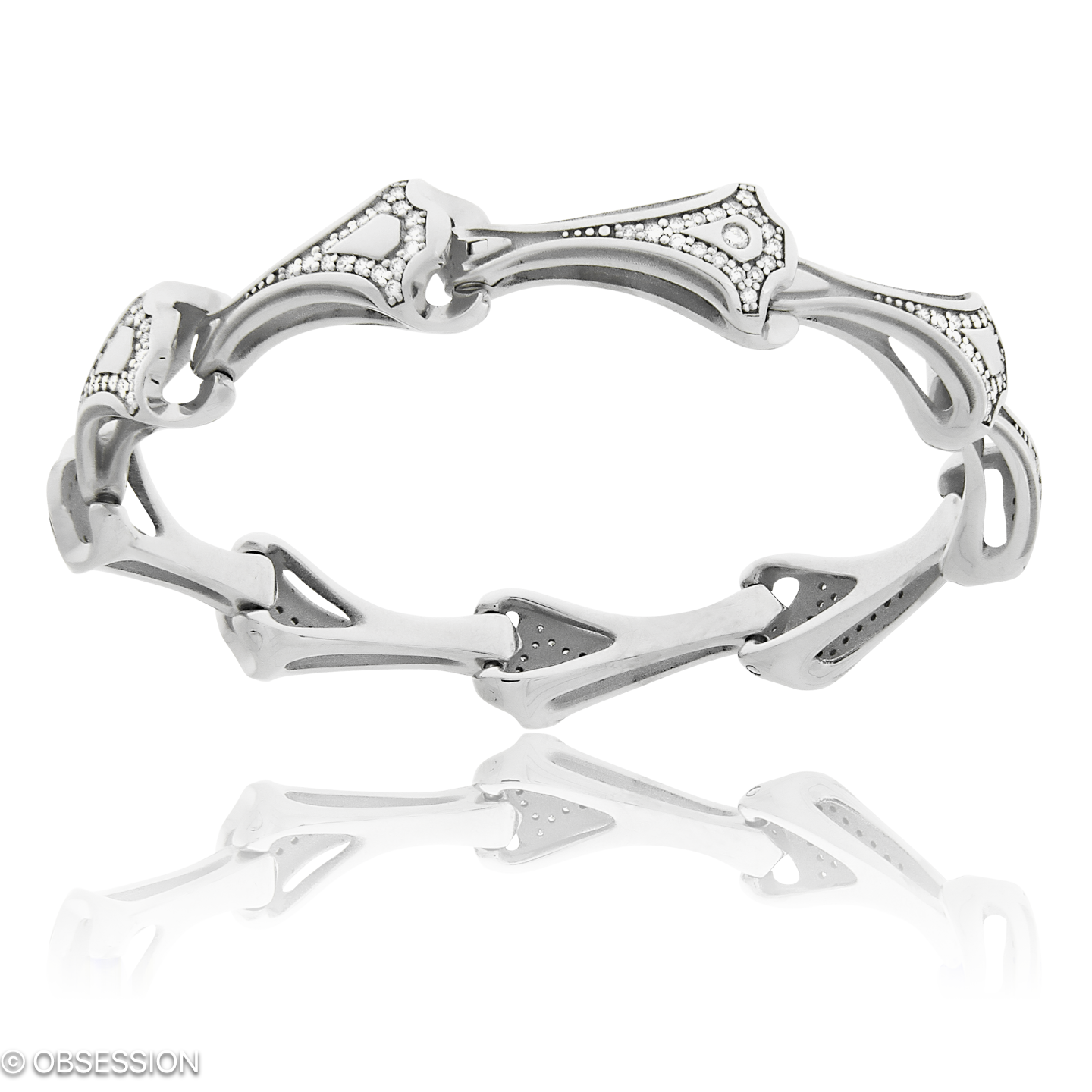 Eternity Armkette in Weissgold, mit einer Breite von 5.5mm, geeignet für einen Armumfang von 155mm.