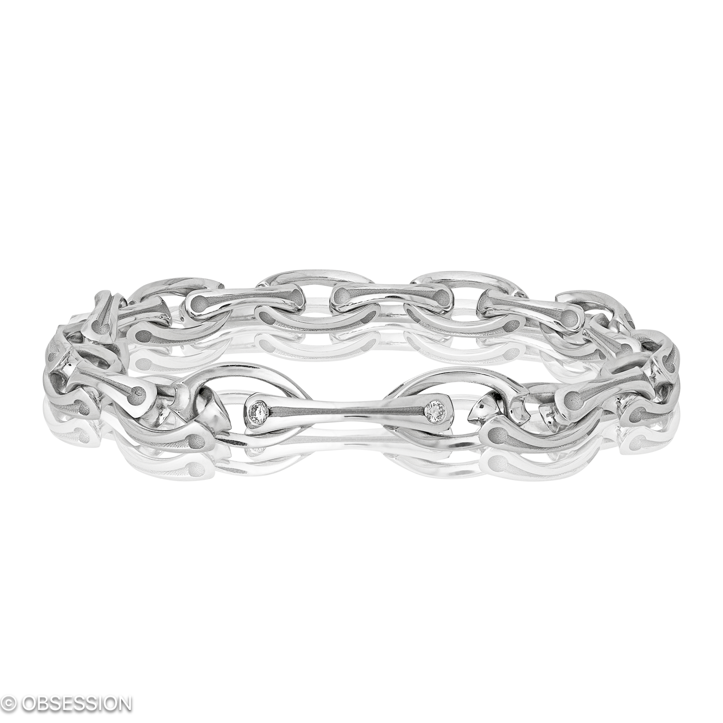 Gremlin Armkette in Weissgold, mit einer Breite von 5.5mm, geeignet für einen Armumfang von 175mm.