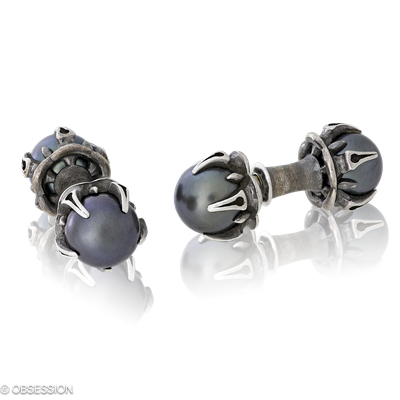 Gremlin Manschettenknöpfe in Silber mit Tahitiperle ø8.5mm