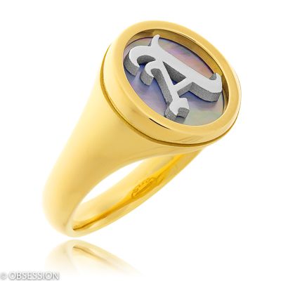 Monogrammring, Monogramm mit Perlmutt