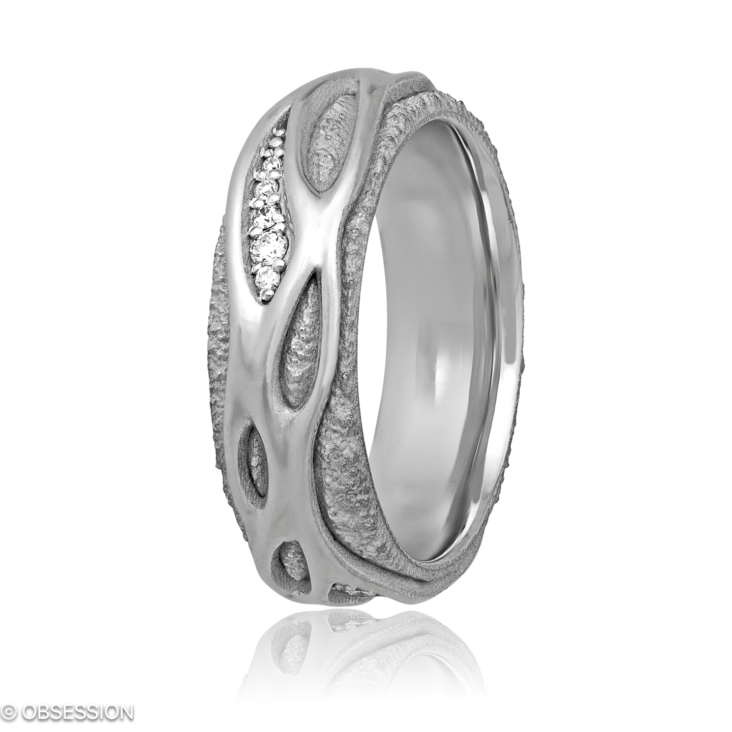 Avalon Partnerring in Weissgold, mit einer Ringbreite von 6mm und einer Ringgrösse von 52