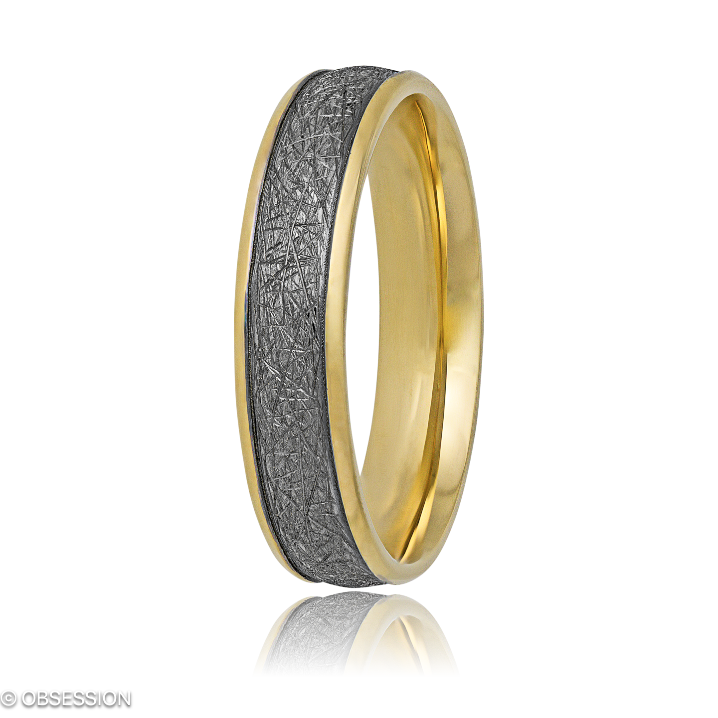 Anniversary Partnerring in Gelbgold, mit einer Ringbreite von 5mm und einer Ringgrösse von 62