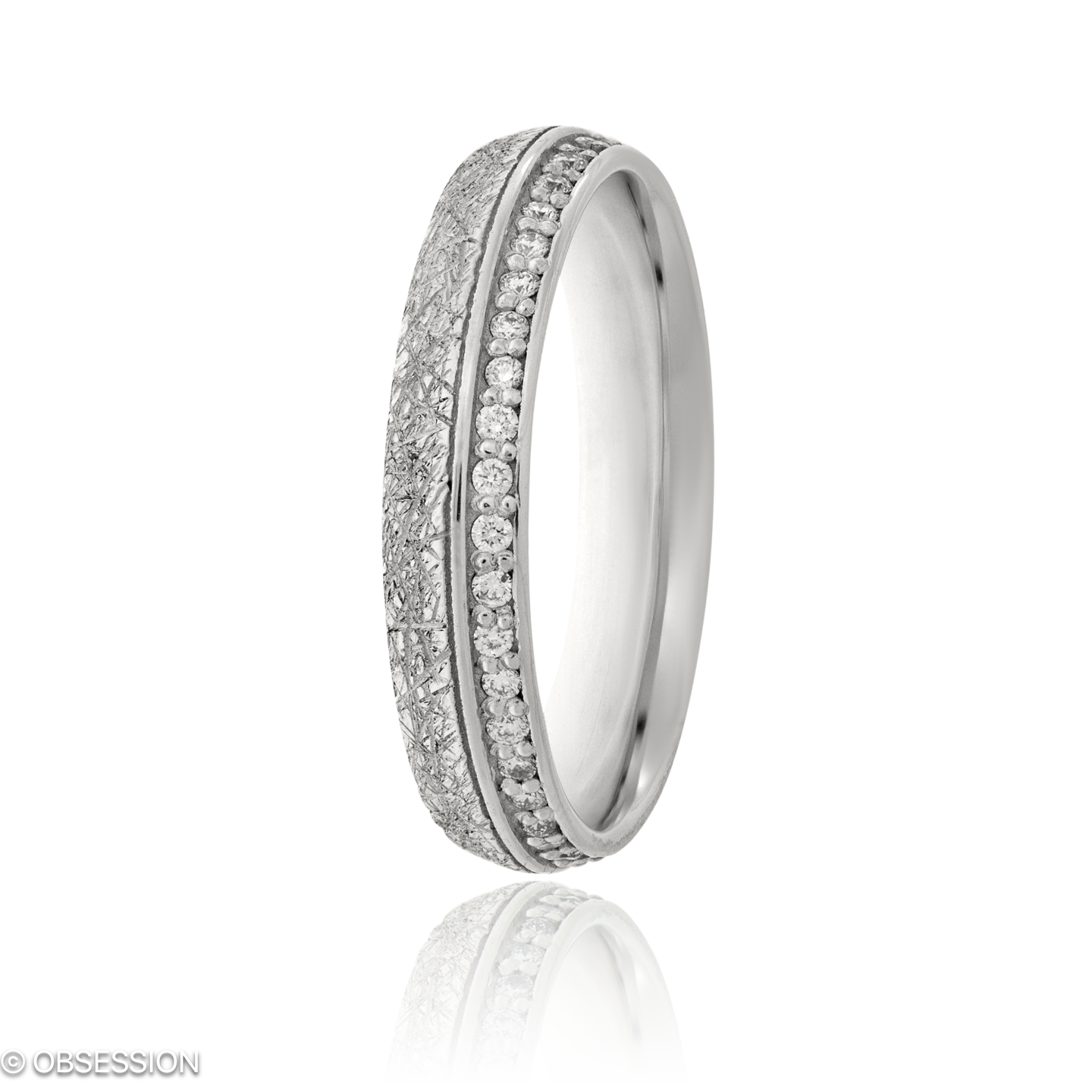 Anniversary Partnerring in Weissgold, mit einer Ringbreite von 4mm und einer Ringgrösse von 52