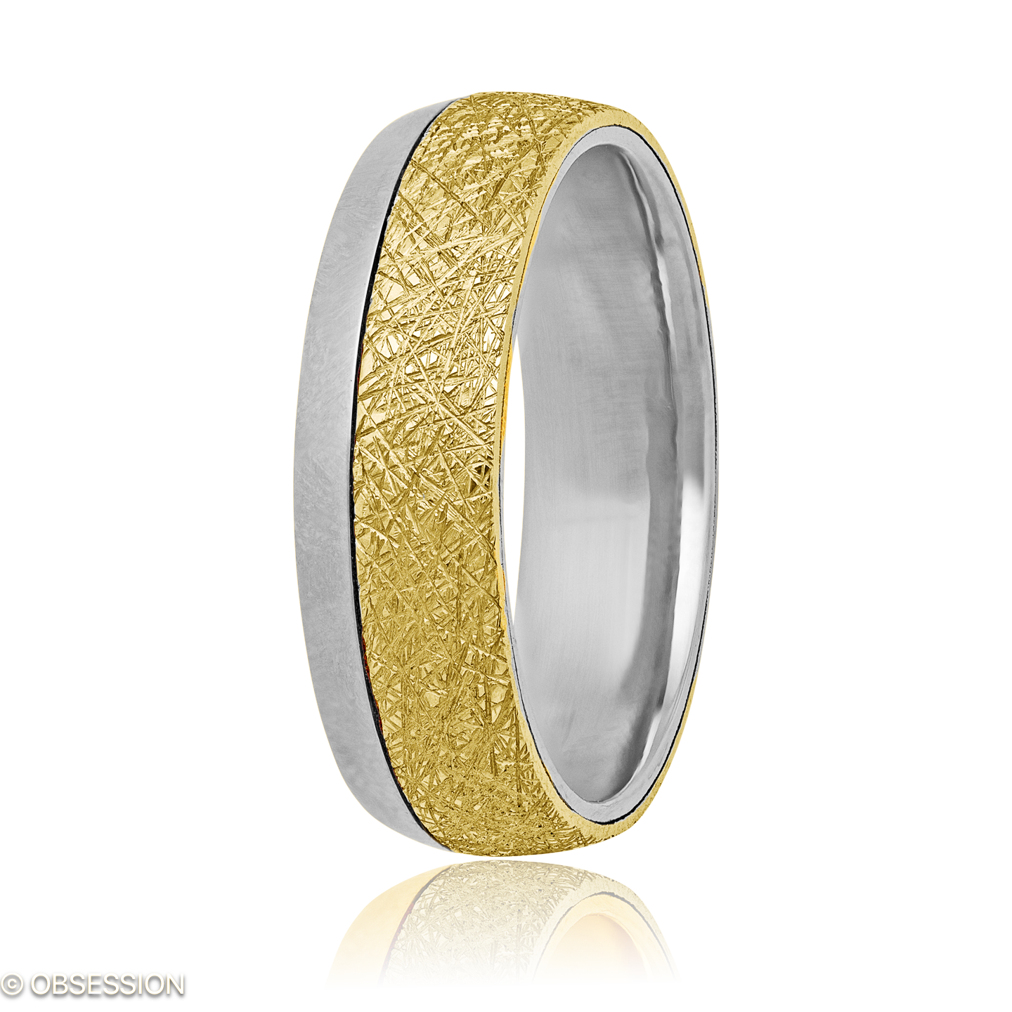 Anniversary Partnerring in Weissgold und Gelbgold, mit einer Ringbreite von 6.8mm und einer Ringgrö…