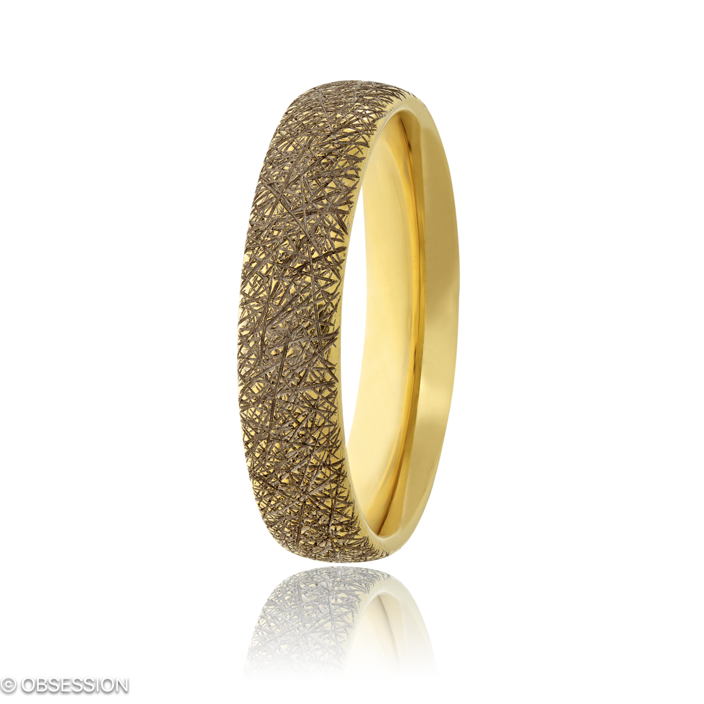 Anniversary Partnerring in Gelbgold, mit einer Ringbreite von 5mm und einer Ringgrösse von 62