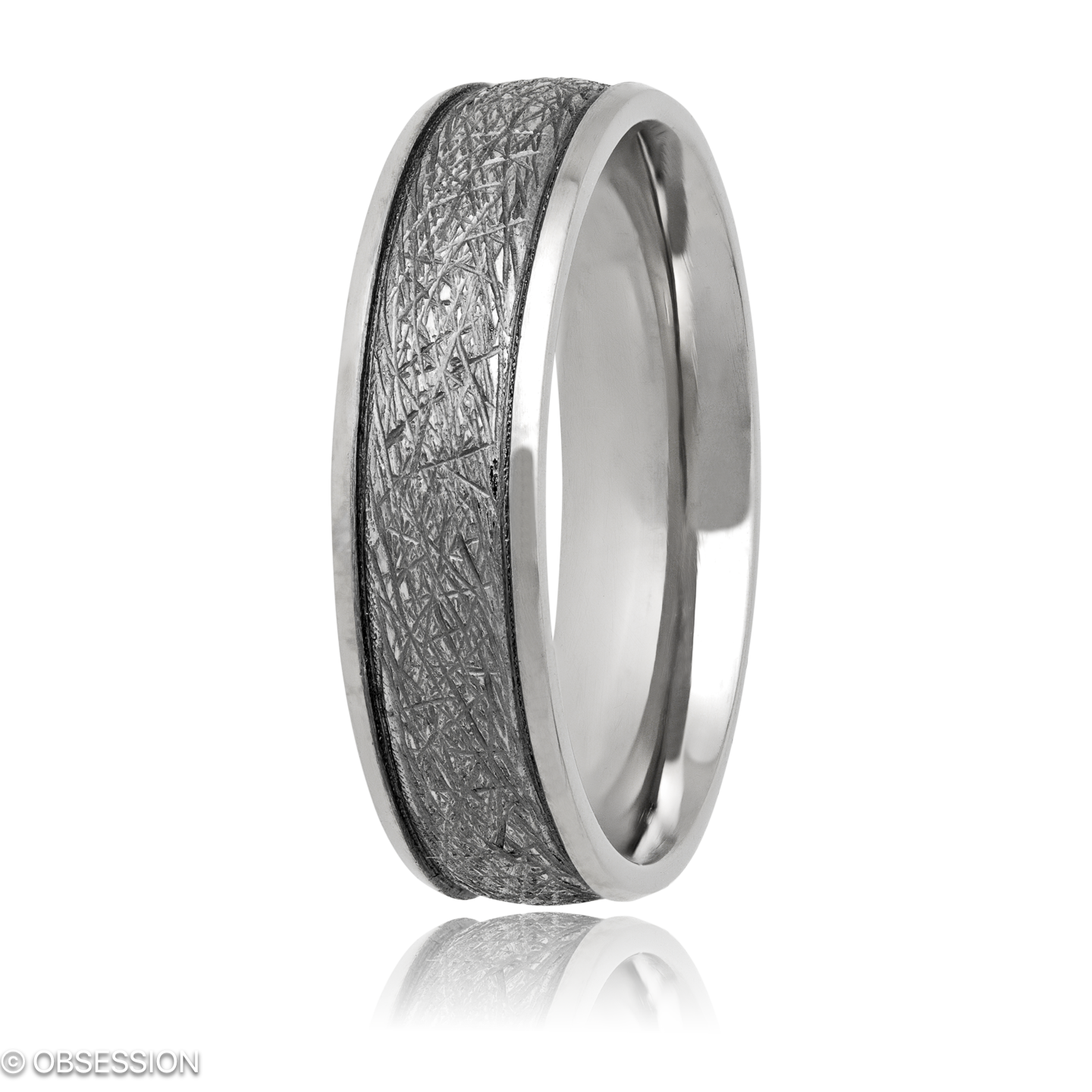 Anniversary Partnerring in Weissgold, mit einer Ringbreite von 6mm und einer Ringgrösse von 62