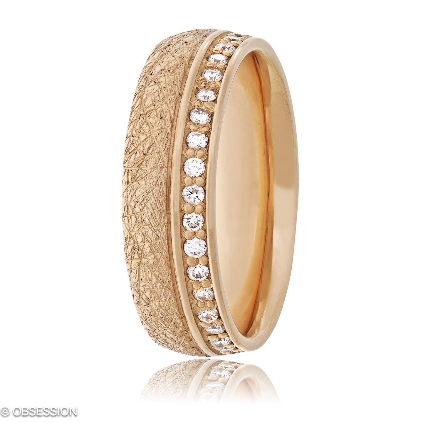 Anniversary Partnerring in Rotgold, mit einer Ringbreite von 6mm und einer Ringgrösse von 52