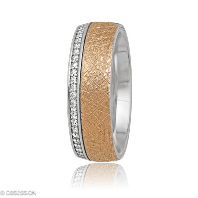Anniversary Partnerring in Weissgold und Rotgold, mit einer Ringbreite von 6.8mm und einer Ringgrös…