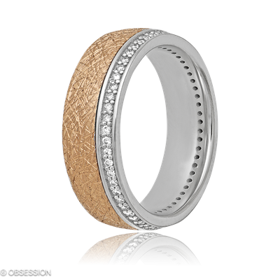 Partnerring Anniversary in Weissgold und Rotgold mit 56 Brillant FG, vs1-vs2