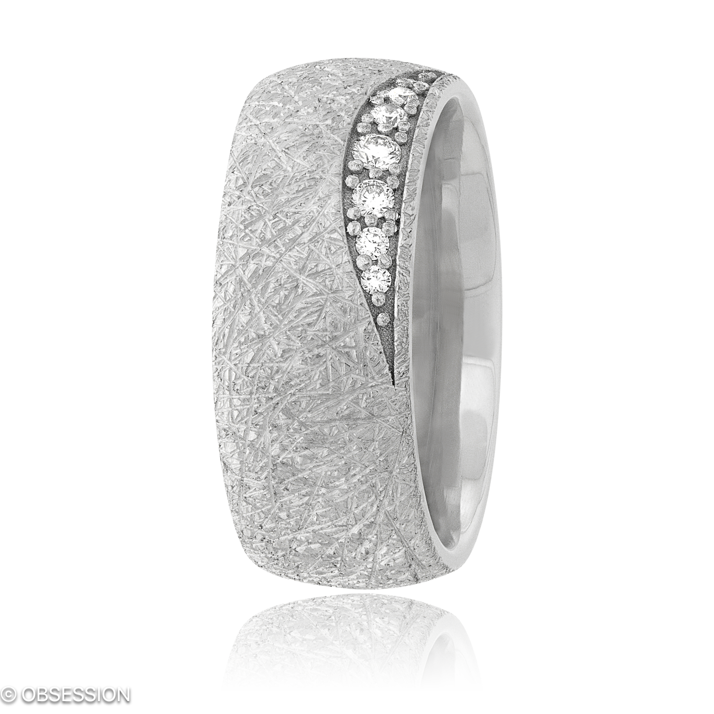 Anniversary Partnerring in Weissgold, mit einer Ringbreite von 8mm und einer Ringgrösse von 52