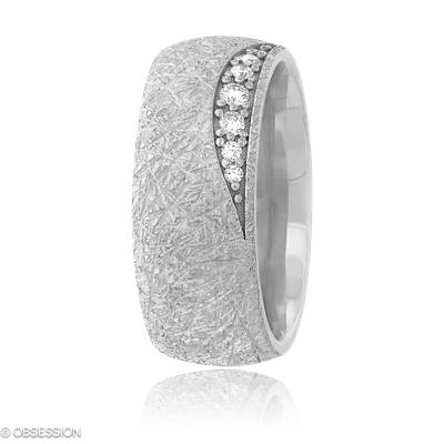 Anniversary Partnerring in Weissgold, mit einer Ringbreite von 8mm und einer Ringgrösse von 52