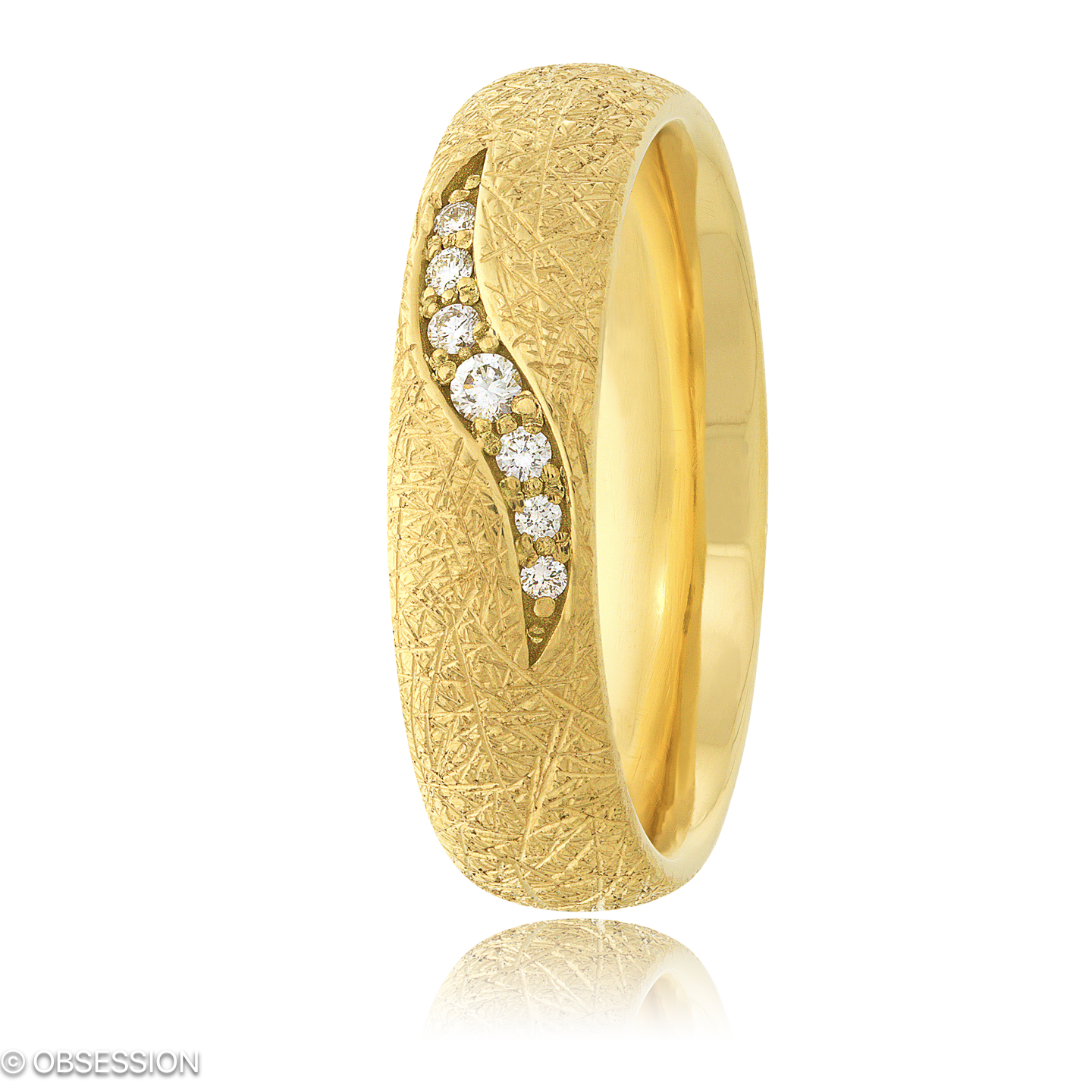 Anniversary Partnerring in Gelbgold, mit einer Ringbreite von 5mm und einer Ringgrösse von 52