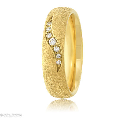 Anniversary Partnerring in Gelbgold, mit einer Ringbreite von 5mm und einer Ringgrösse von 52