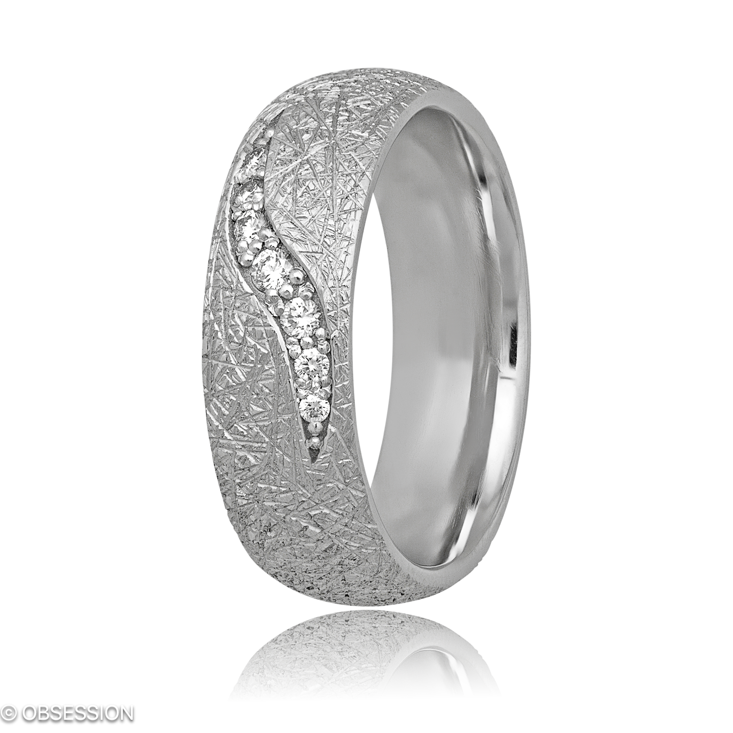 Anniversary Partnerring in Weissgold, mit einer Ringbreite von 6mm und einer Ringgrösse von 52