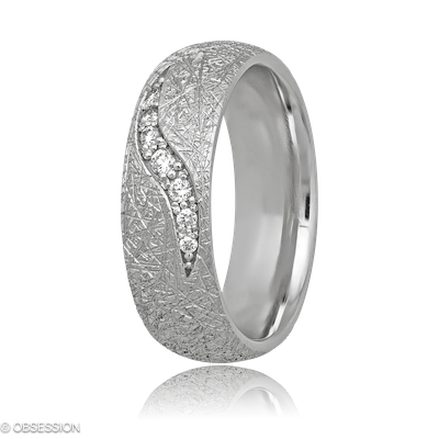 Anniversary Partnerring in Weissgold, mit einer Ringbreite von 6mm und einer Ringgrösse von 52