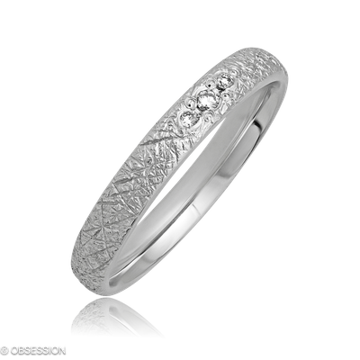 Partnerring Anniversary in Weissgold mit 3 Brillant FG, vs1-vs2