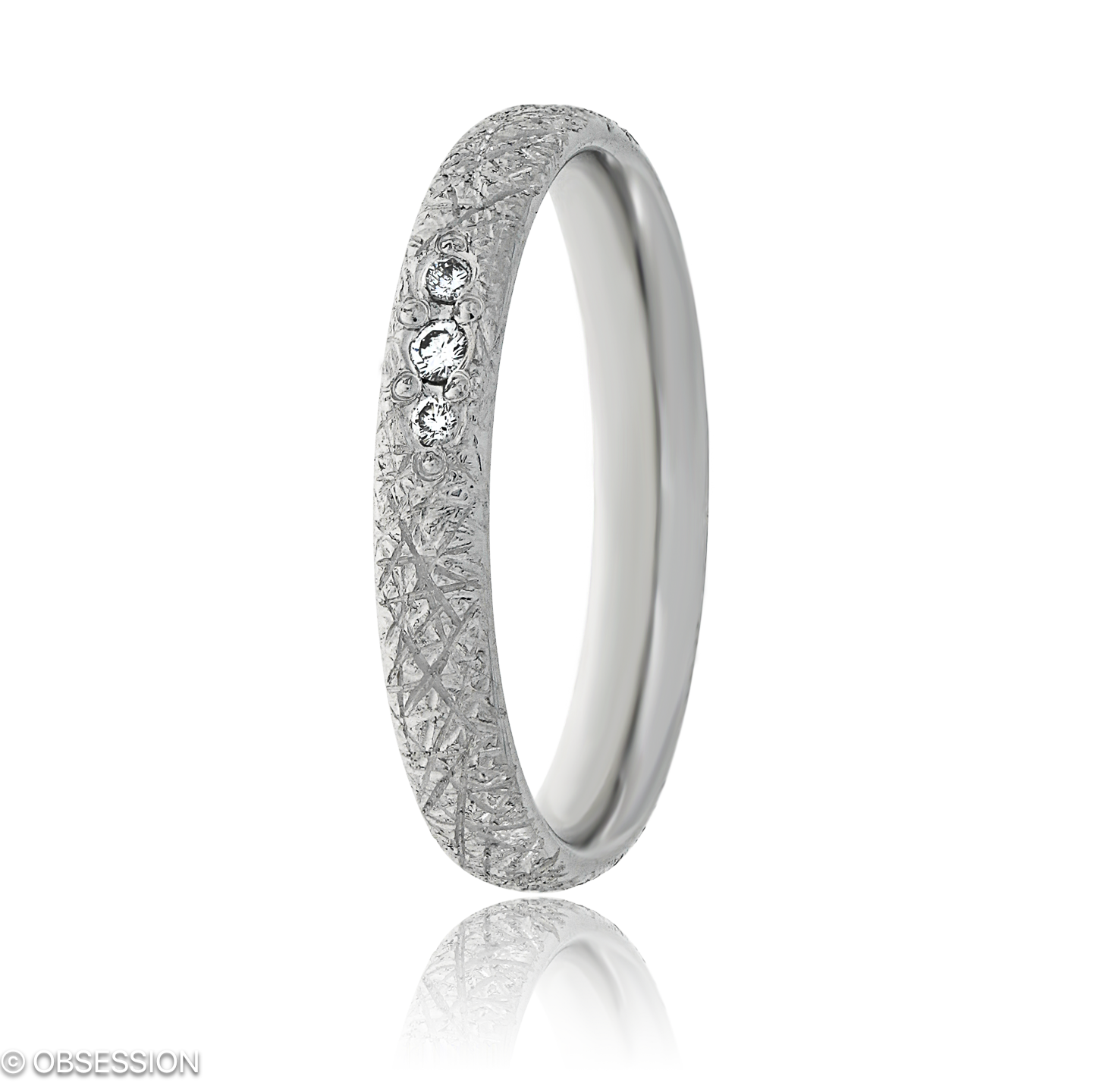 Anniversary Partnerring in Weissgold, mit einer Ringbreite von 3mm und einer Ringgrösse von 52