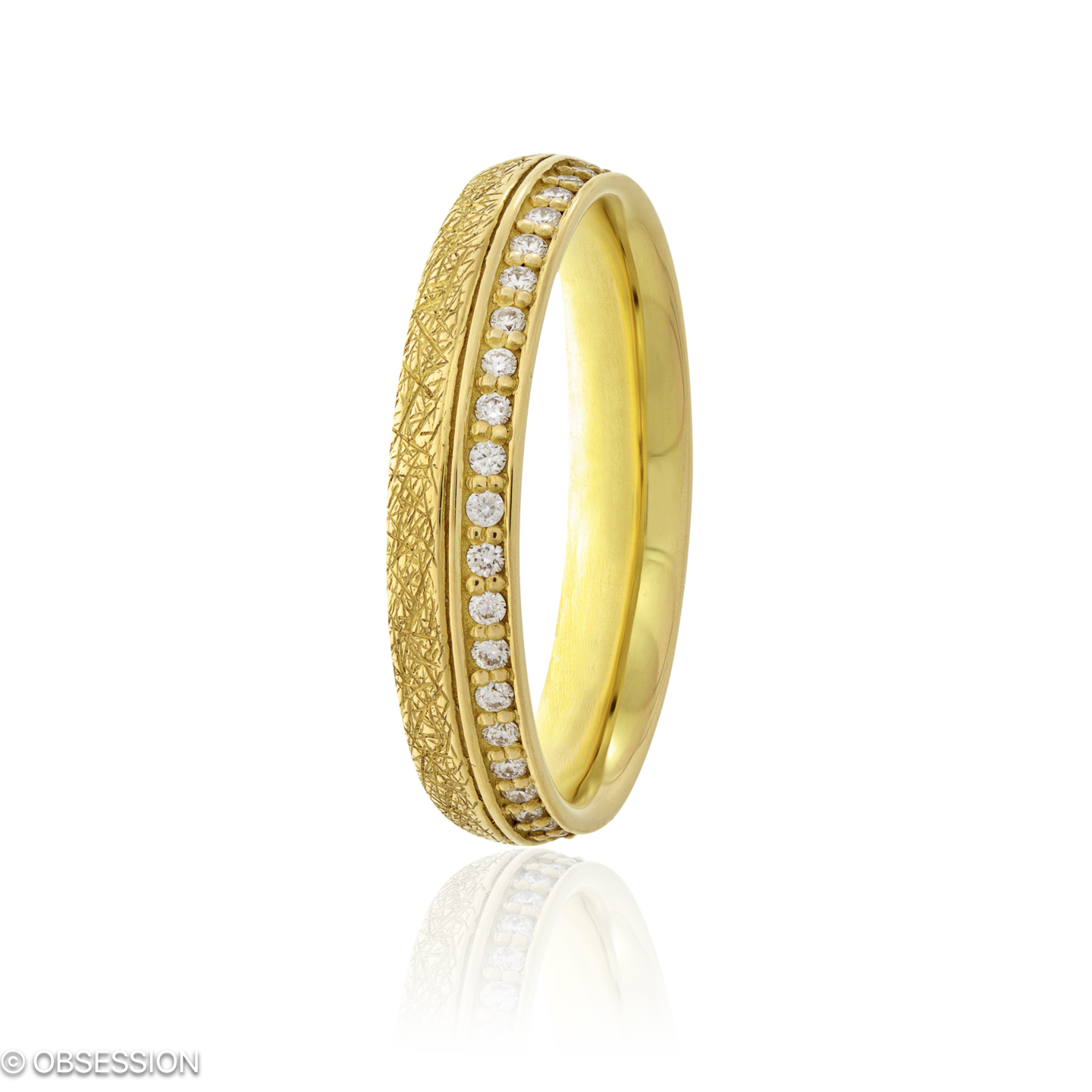 Anniversary Partnerring in Gelbgold, mit einer Ringbreite von 4mm und einer Ringgrösse von 52