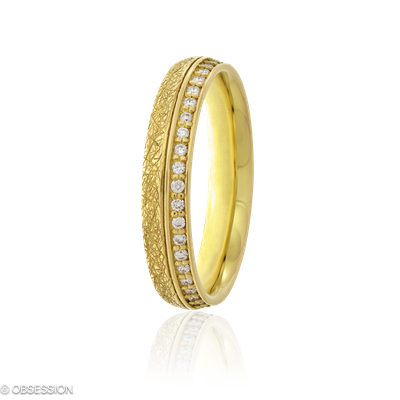 Anniversary Partnerring in Gelbgold, mit einer Ringbreite von 4mm und einer Ringgrösse von 52