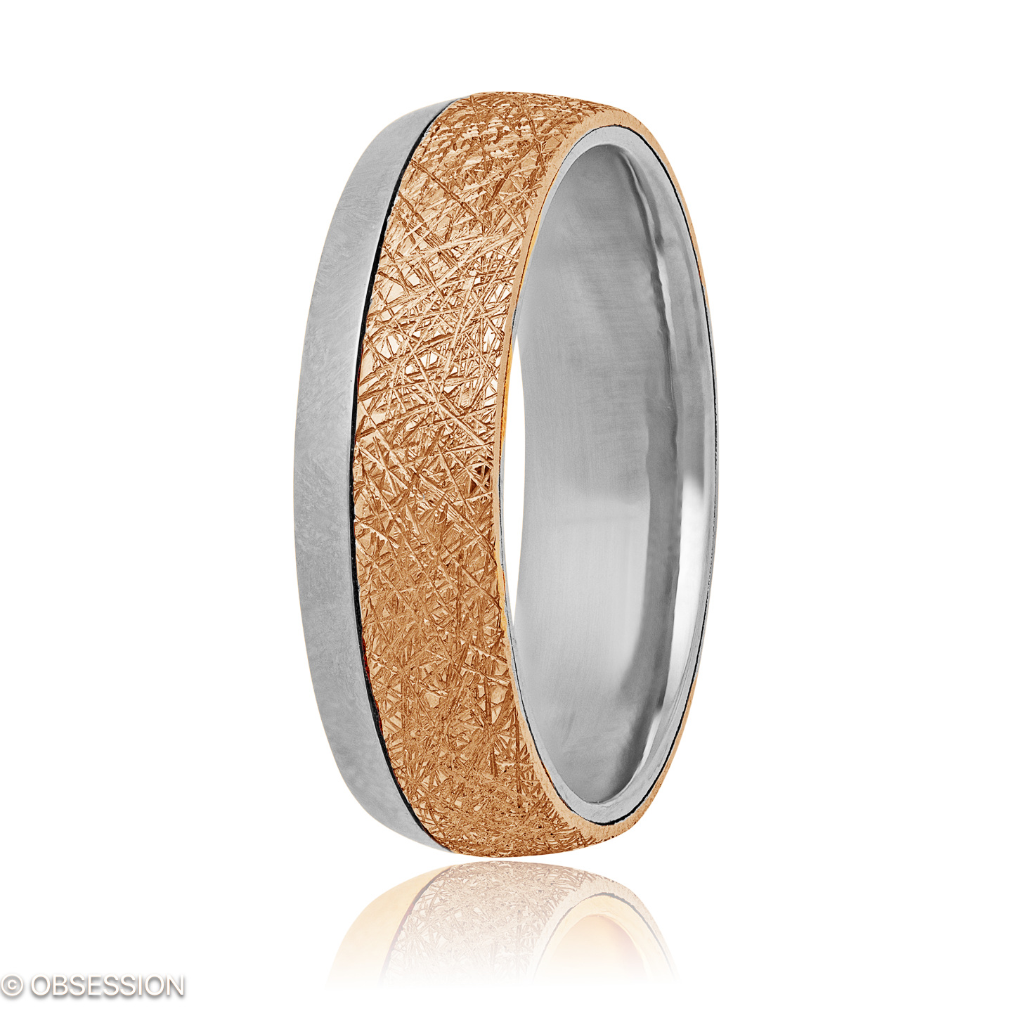 Anniversary Partnerring in Weissgold und Rotgold, mit einer Ringbreite von 6.8mm und einer Ringgrös…