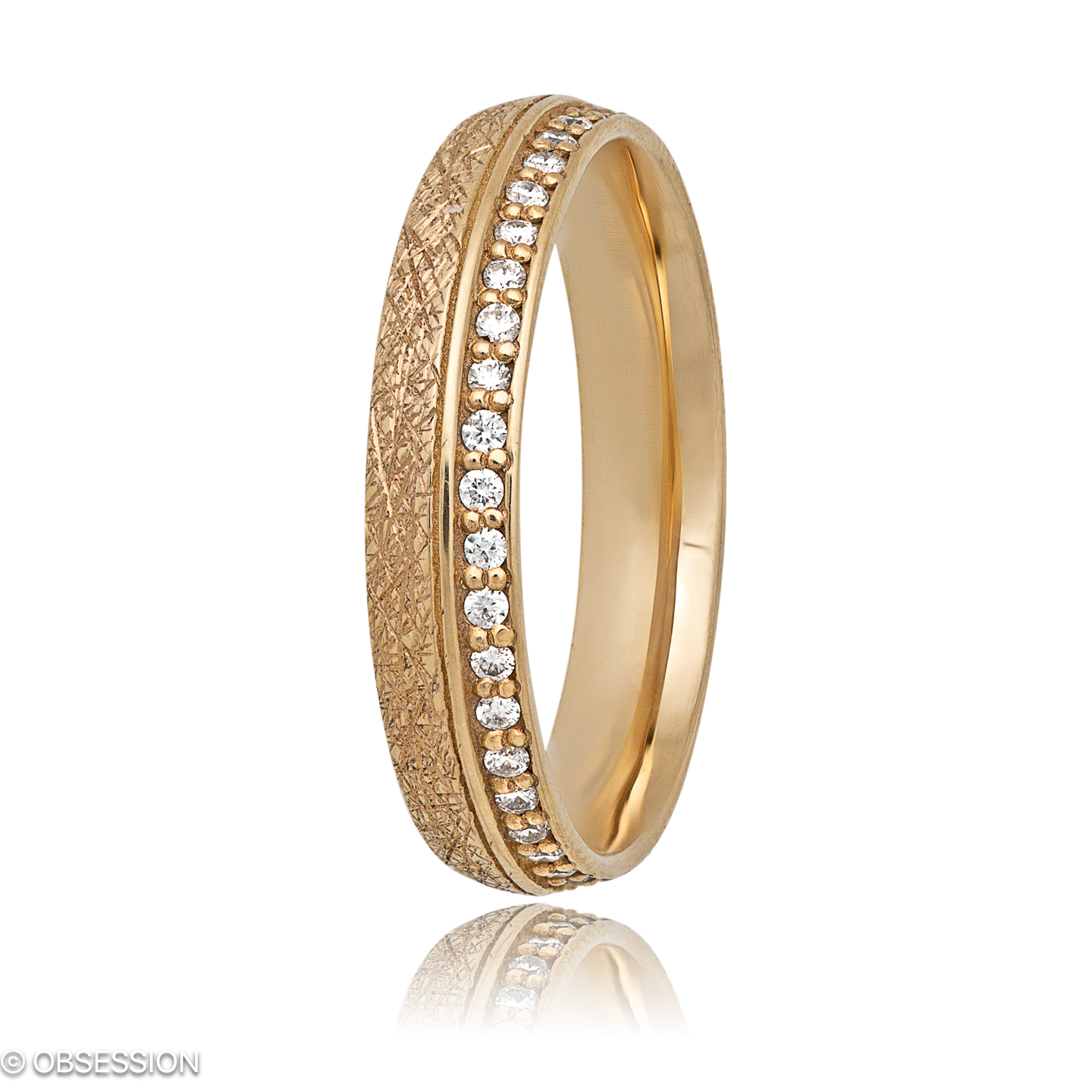 Anniversary Partnerring in Rotgold, mit einer Ringbreite von 4mm und einer Ringgrösse von 52