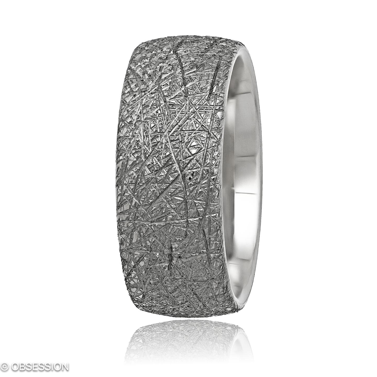 Anniversary Partnerring in Weissgold, mit einer Ringbreite von 8mm und einer Ringgrösse von 62