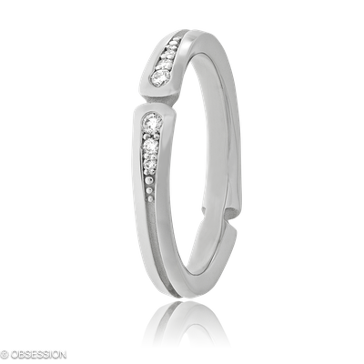 Gremlin Partnerring in Weissgold, mit einer Ringbreite von 3.5mm und einer Ringgrösse von 52