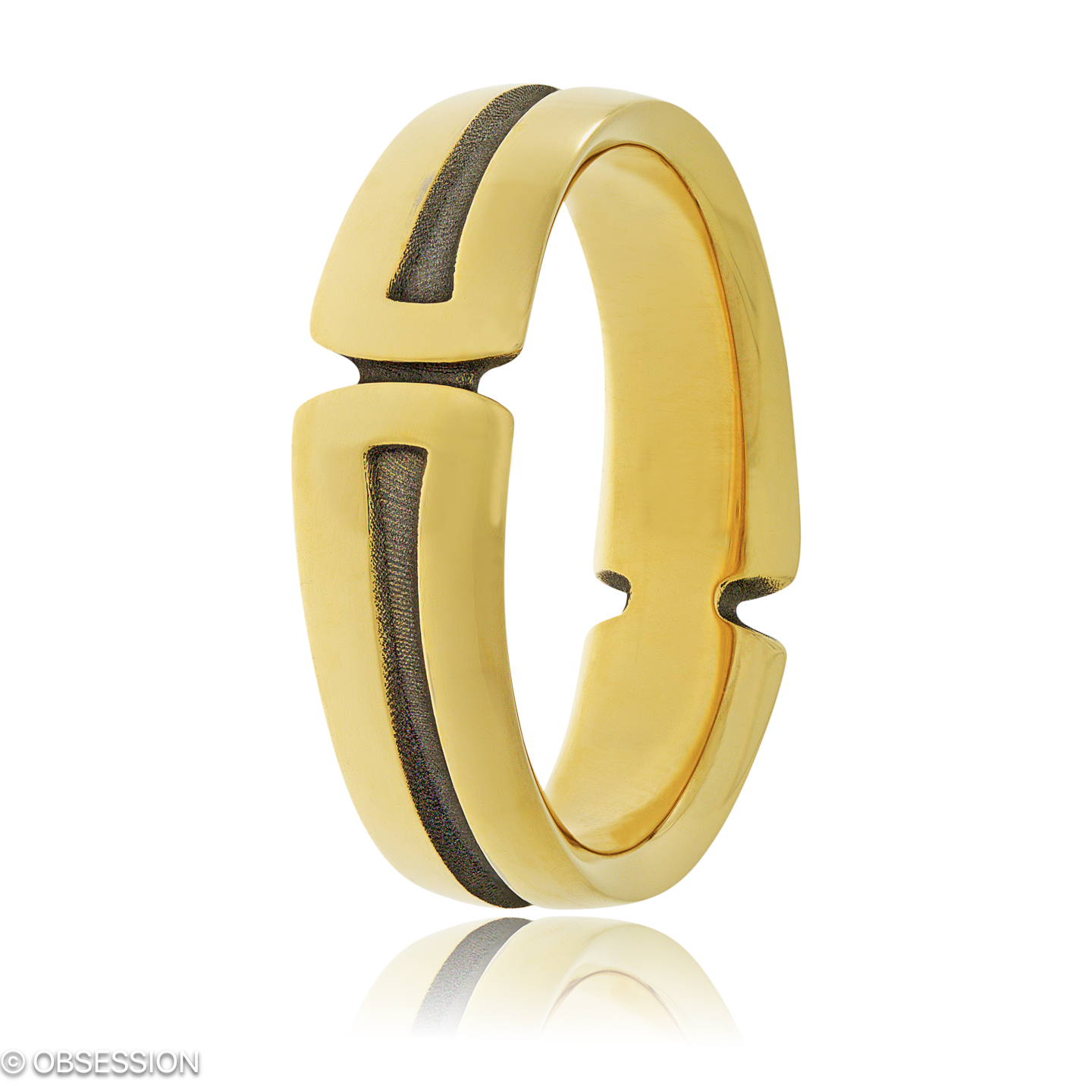 Gremlin Partnerring in Gelbgold, mit einer Ringbreite von 7mm und einer Ringgrösse von 62