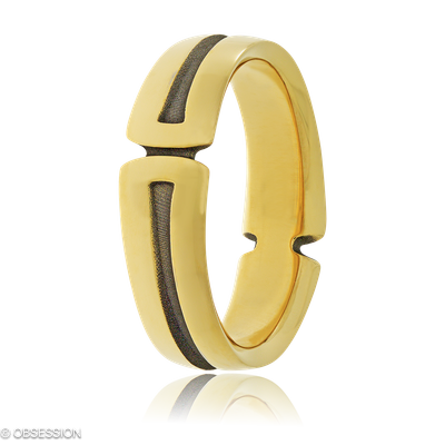 Gremlin Partnerring in Gelbgold, mit einer Ringbreite von 7mm und einer Ringgrösse von 62