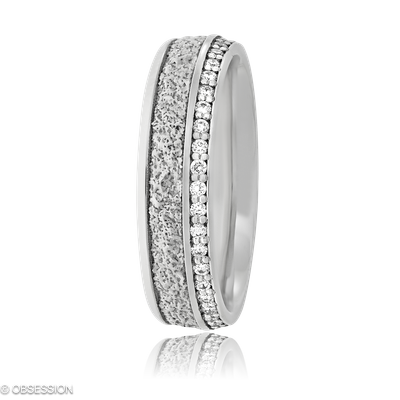 Stone Partnerring in Weissgold, mit einer Ringbreite von 5mm und einer Ringgrösse von 52