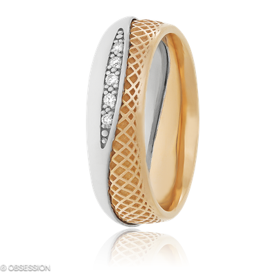 Together Partnerring in Rotgold und Weissgold, mit einer Ringbreite von 6mm und einer Ringgrösse vo…