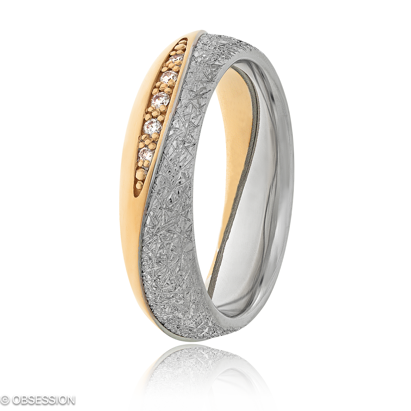 Together Partnerring in Weissgold und Rotgold, mit einer Ringbreite von 5mm und einer Ringgrösse vo…