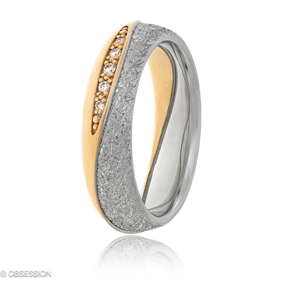 Together Partnerring in Weissgold und Rotgold, mit einer Ringbreite von 5mm und einer Ringgrösse vo…