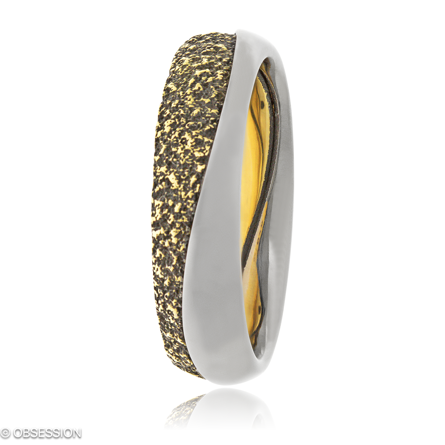 Together Partnerring in Gelbgold und Weissgold, mit einer Ringbreite von 6mm und einer Ringgrösse v…