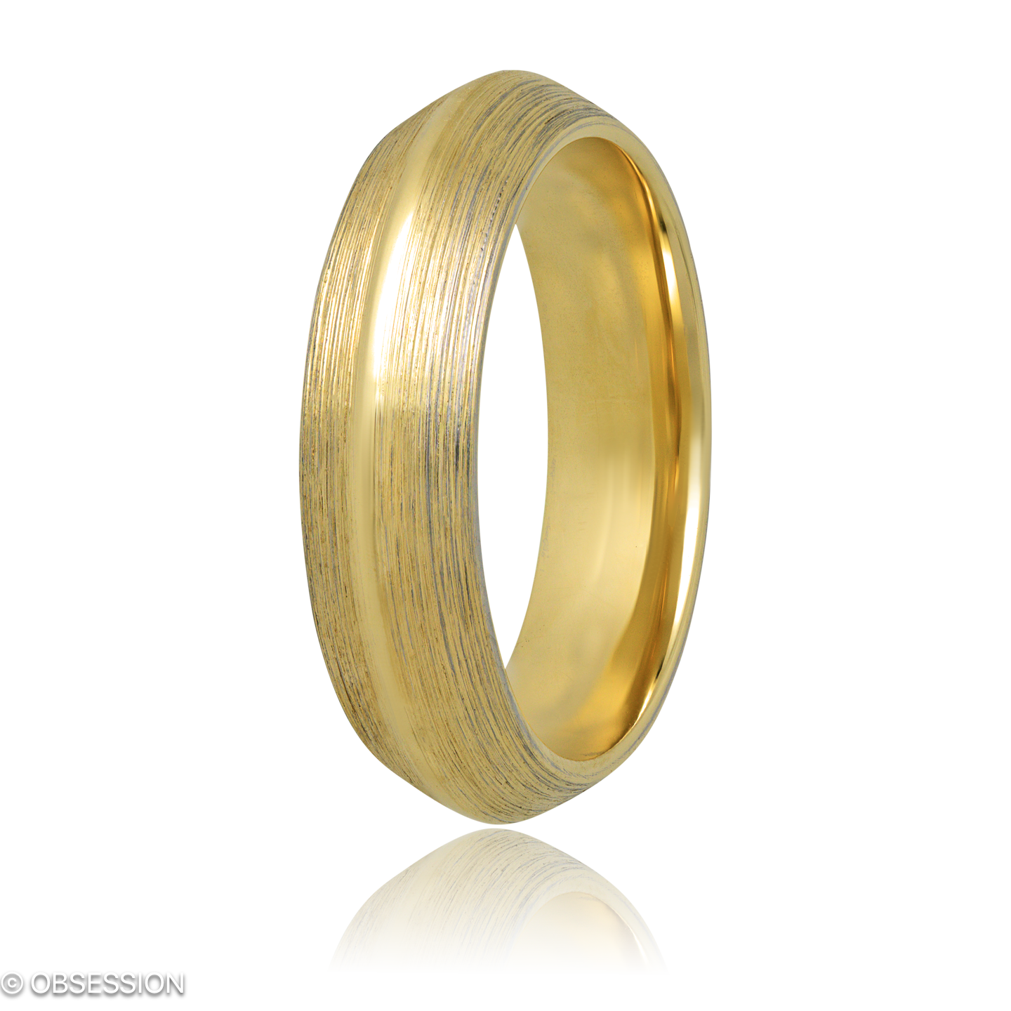Trinity Partnerring in Gelbgold, mit einer Ringbreite von 6mm und einer Ringgrösse von 62