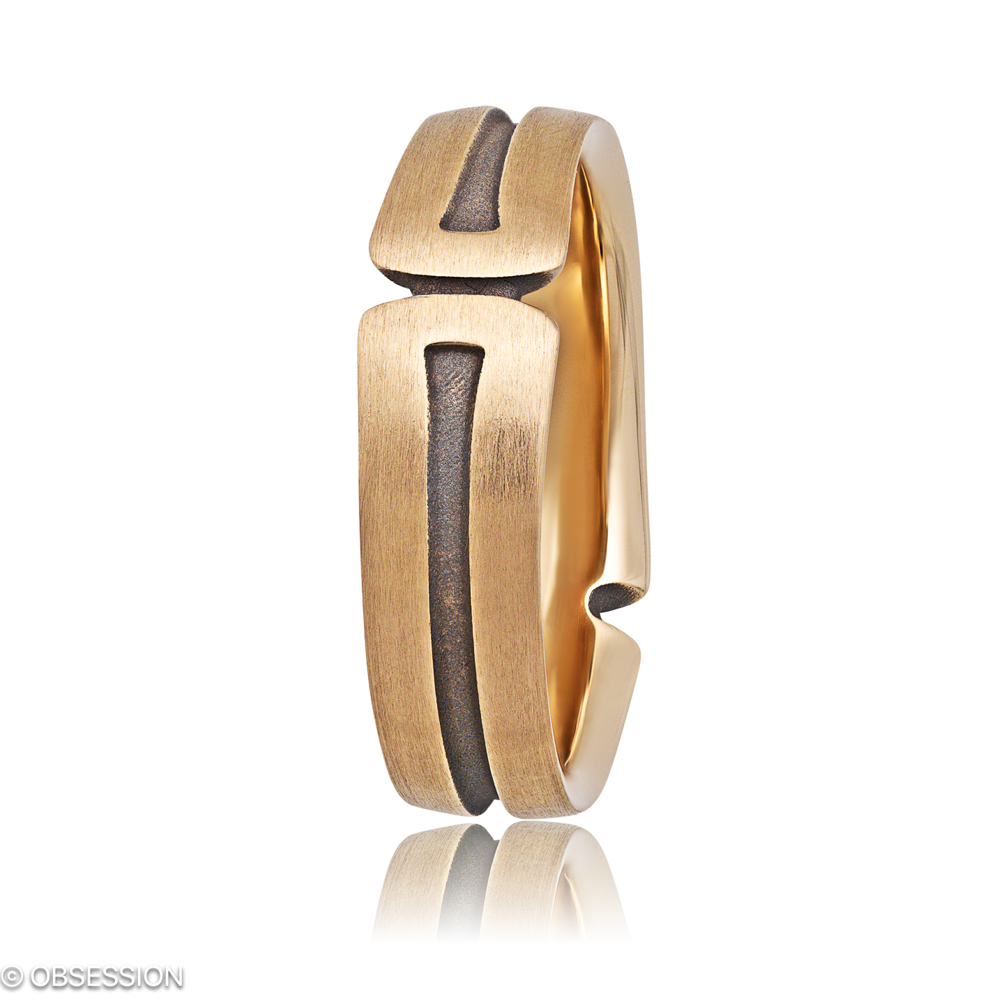 Gremlin Partnerring in Rotgold, mit einer Ringbreite von 7mm und einer Ringgrösse von 62