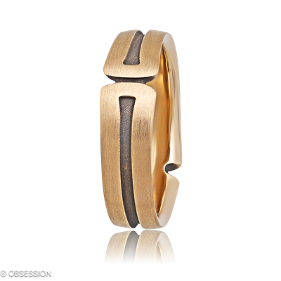 Gremlin Partnerring in Rotgold, mit einer Ringbreite von 7mm und einer Ringgrösse von 62