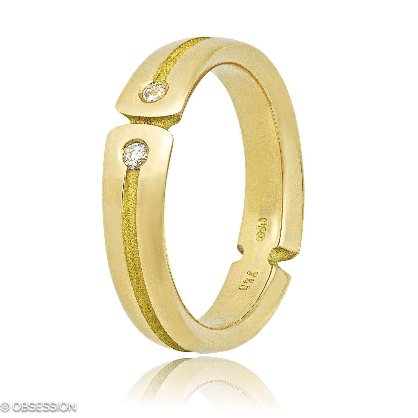 Gremlin Partnerring in Gelbgold, mit einer Ringbreite von 5mm und einer Ringgrösse von 52