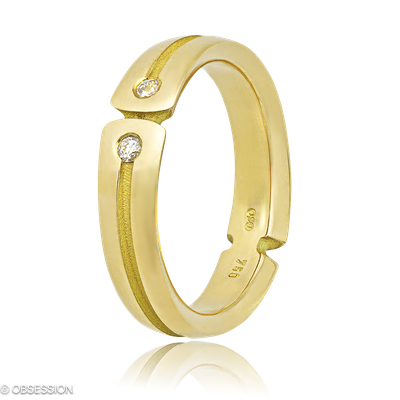 Gremlin Partnerring in Gelbgold, mit einer Ringbreite von 5mm und einer Ringgrösse von 52
