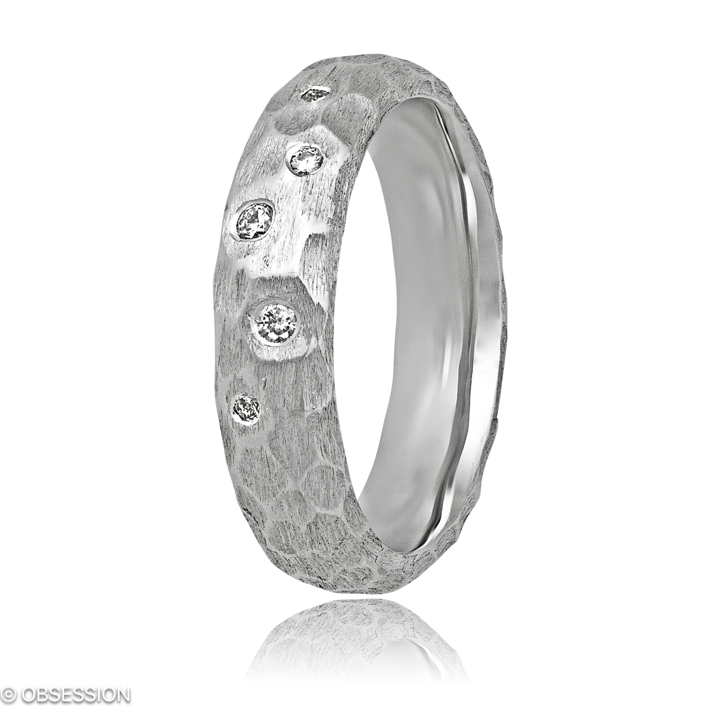 Panthera Partnerring in Weissgold, mit einer Ringbreite von 5mm und einer Ringgrösse von 52