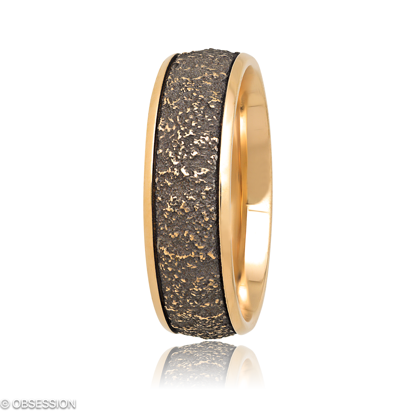 Stone Partnerring in Rotgold, mit einer Ringbreite von 7mm und einer Ringgrösse von 62