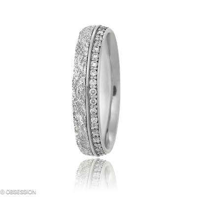 Stone Partnerring in Weissgold, mit einer Ringbreite von 4mm und einer Ringgrösse von 52