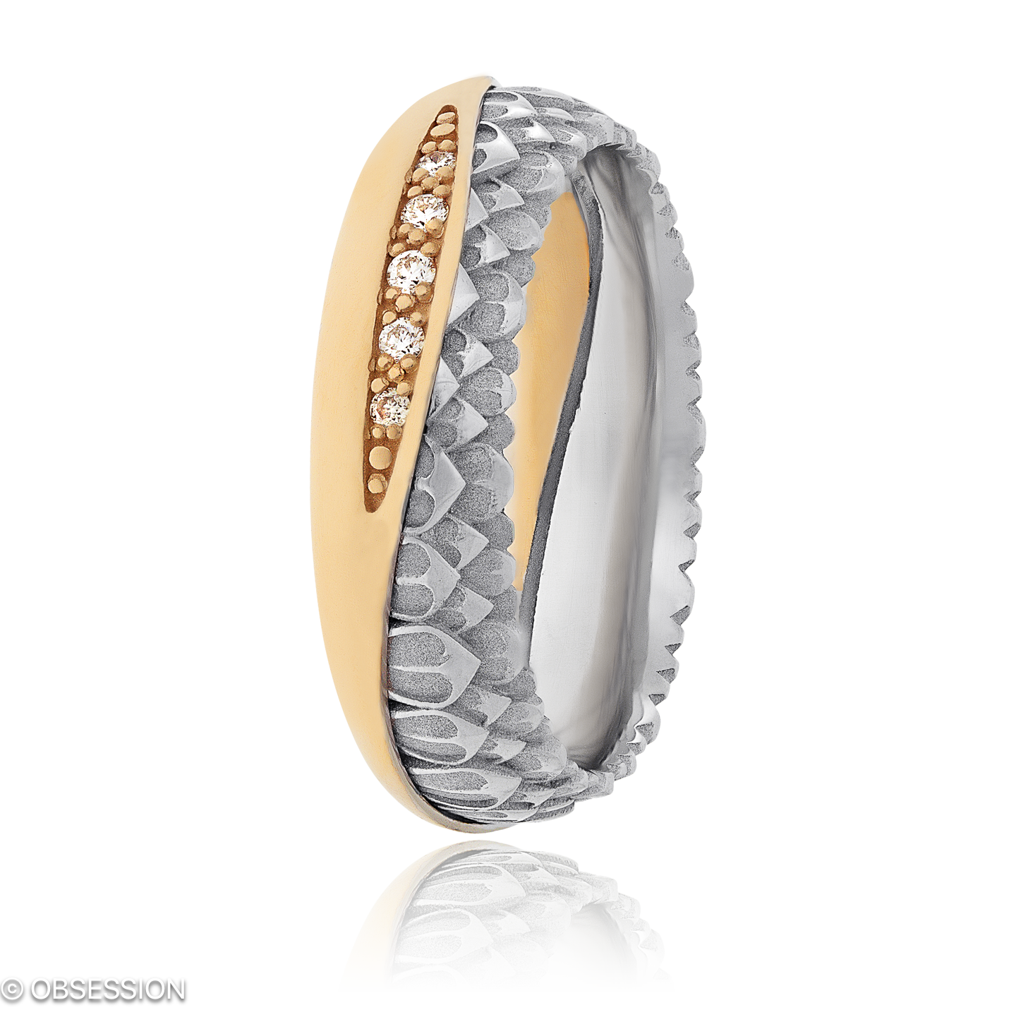 Together Partnerring in Weissgold und Rotgold, mit einer Ringbreite von 6mm und einer Ringgrösse vo…