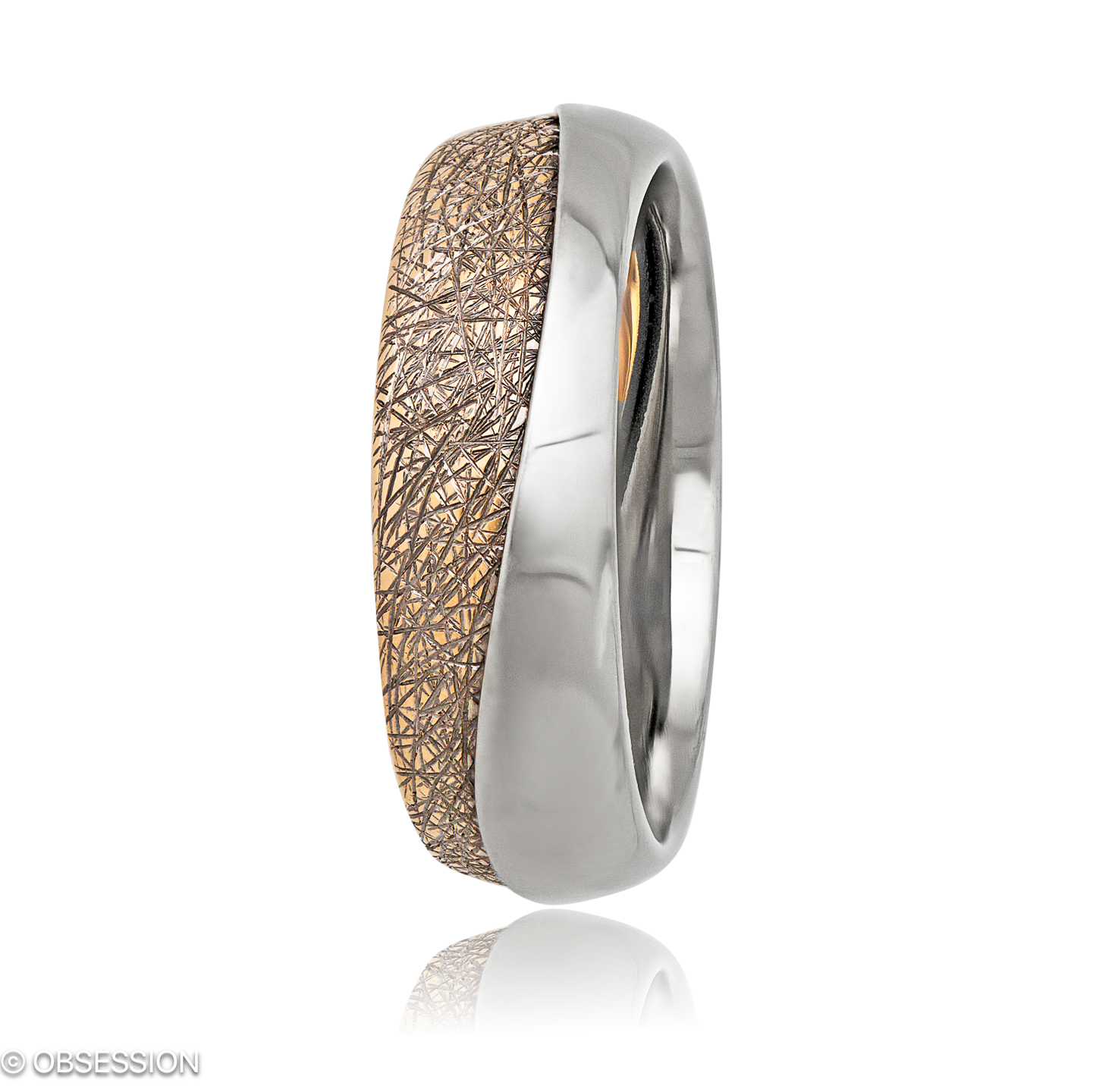 Together Partnerring in Rotgold und Weissgold, mit einer Ringbreite von 7mm und einer Ringgrösse vo…